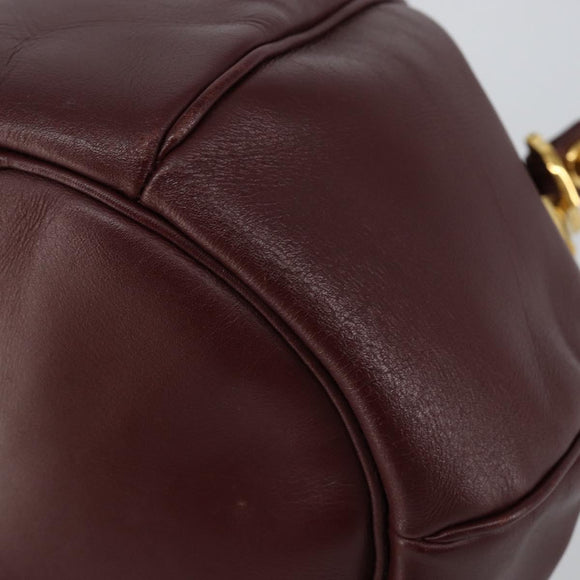 CARTIER Must Line Shoulder Bag Leather Bordeaux Gold Auth BA7014