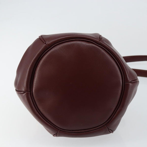 CARTIER Must Line Shoulder Bag Leather Bordeaux Gold Auth BA7014