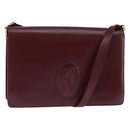 CARTIER Must Line Shoulder Bag Leather Bordeaux Gold Auth BA7015-1