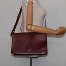 CARTIER Must Line Shoulder Bag Leather Bordeaux Gold Auth BA7015-22