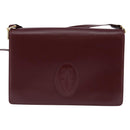 CARTIER Must Line Shoulder Bag Leather Bordeaux Gold Auth BA7015-13