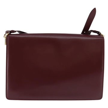 CARTIER Must Line Shoulder Bag Leather Bordeaux Gold Auth BA7015 - 0