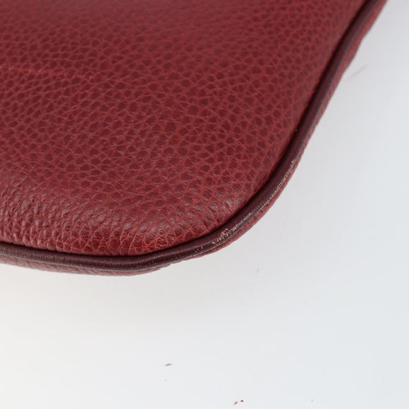 CARTIER Must Line Shoulder Bag Leather Bordeaux Gold Auth BA7016