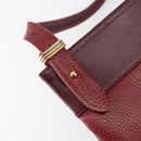 CARTIER Must Line Shoulder Bag Leather Bordeaux Gold Auth BA7016-10