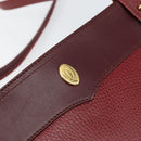 CARTIER Must Line Shoulder Bag Leather Bordeaux Gold Auth BA7016-17