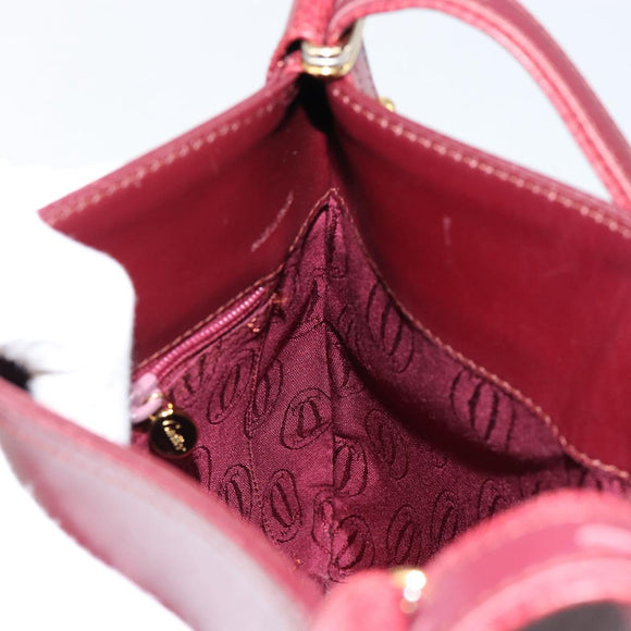 CARTIER Must Line Shoulder Bag Leather Bordeaux Gold Auth BA7016