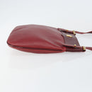 CARTIER Must Line Shoulder Bag Leather Bordeaux Gold Auth BA7016-3