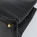 BALLY Hand Bag Leather Black Gold Auth BA7018-8