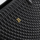 BALLY Hand Bag Leather Black Gold Auth BA7018-18