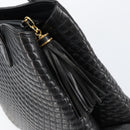 BALLY Hand Bag Leather Black Gold Auth BA7018-9