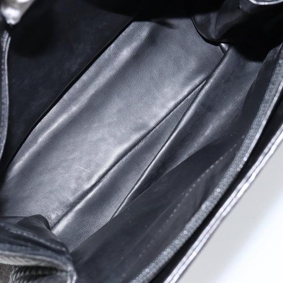 BALLY Hand Bag Leather Black Gold Auth BA7018