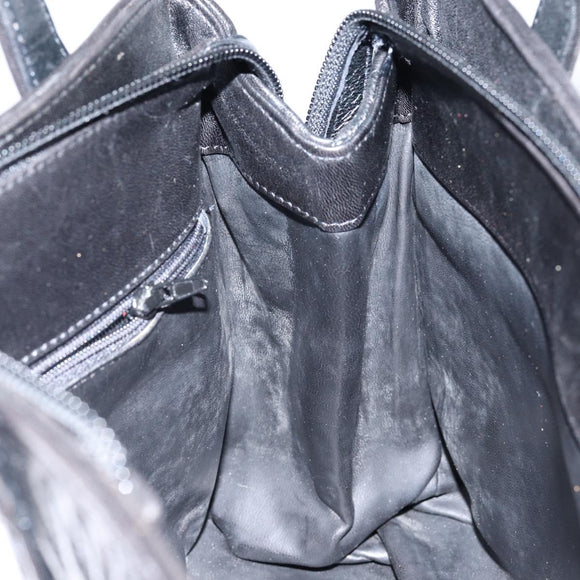 BALLY Hand Bag Leather Black Gold Auth BA7018