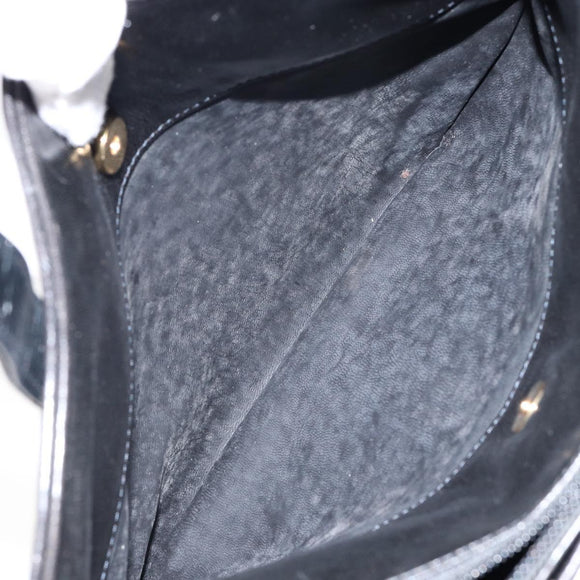 BALLY Hand Bag Leather Black Gold Auth BA7018