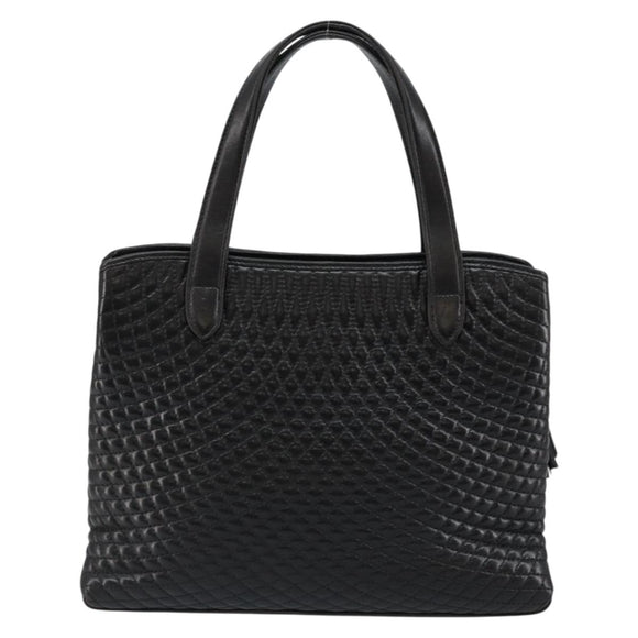 BALLY Hand Bag Leather Black Gold Auth BA7018