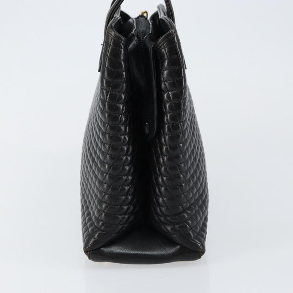 BALLY Hand Bag Leather Black Gold Auth BA7018