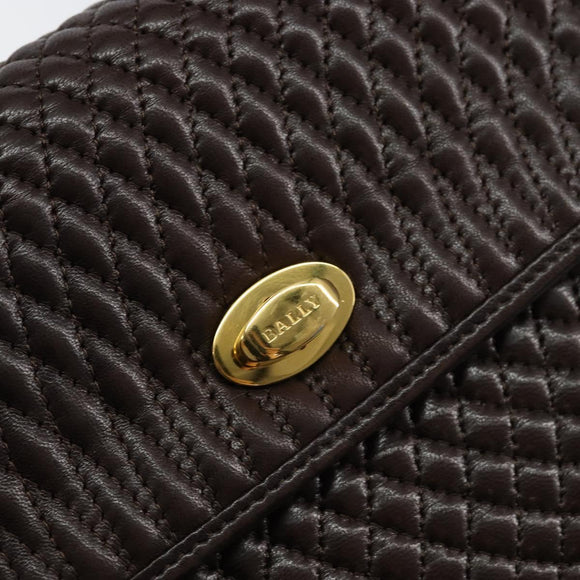 BALLY Hand Bag Leather Brown Gold Auth BA7019