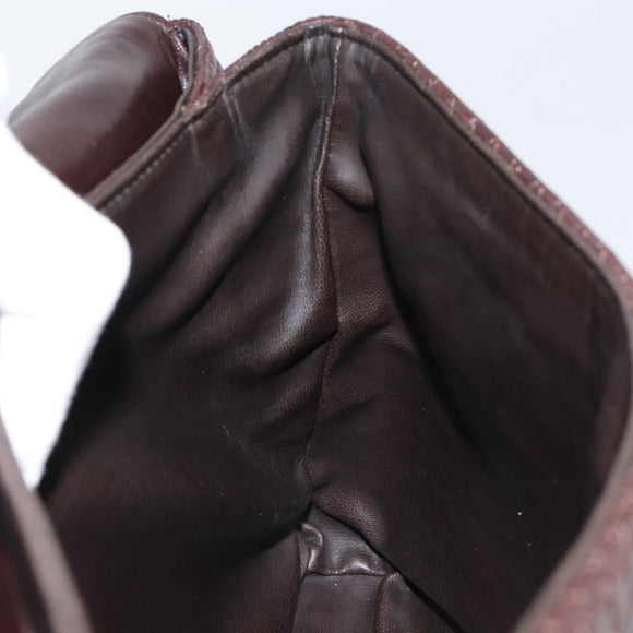 BALLY Hand Bag Leather Brown Gold Auth BA7019