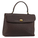 BALLY Hand Bag Leather Brown Gold Auth BA7019-1