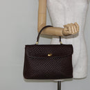 BALLY Hand Bag Leather Brown Gold Auth BA7019-24