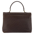 BALLY Hand Bag Leather Brown Gold Auth BA7019-2