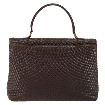 BALLY Hand Bag Leather Brown Gold Auth BA7019 - 0
