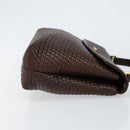 BALLY Hand Bag Leather Brown Gold Auth BA7019-3