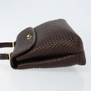 BALLY Hand Bag Leather Brown Gold Auth BA7019-4