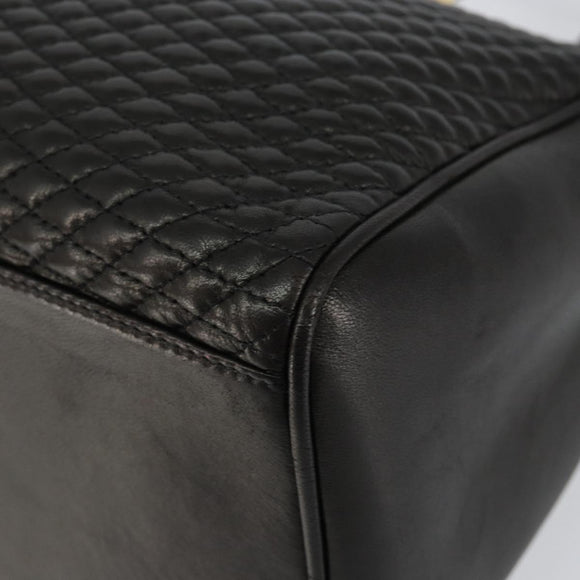 BALLY Hand Bag Leather Black Gold Auth BA7020