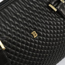 BALLY Hand Bag Leather Black Gold Auth BA7020-18