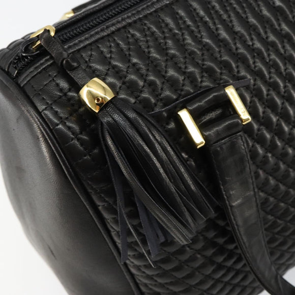 BALLY Hand Bag Leather Black Gold Auth BA7020