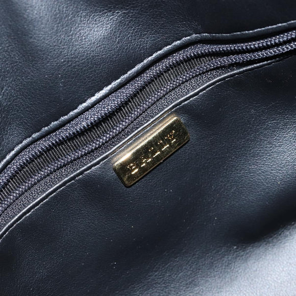 BALLY Hand Bag Leather Black Gold Auth BA7020