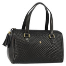BALLY Hand Bag Leather Black Gold Auth BA7020-1