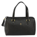BALLY Hand Bag Leather Black Gold Auth BA7020-13