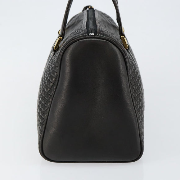 BALLY Hand Bag Leather Black Gold Auth BA7020