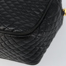 BALLY Chain Shoulder Bag Leather Black Gold Auth BA7021-9