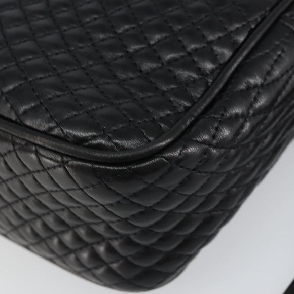 BALLY Chain Shoulder Bag Leather Black Gold Auth BA7021