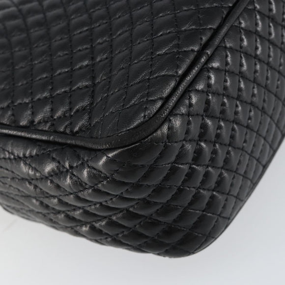 BALLY Chain Shoulder Bag Leather Black Gold Auth BA7021