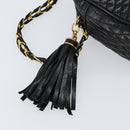 BALLY Chain Shoulder Bag Leather Black Gold Auth BA7021-10