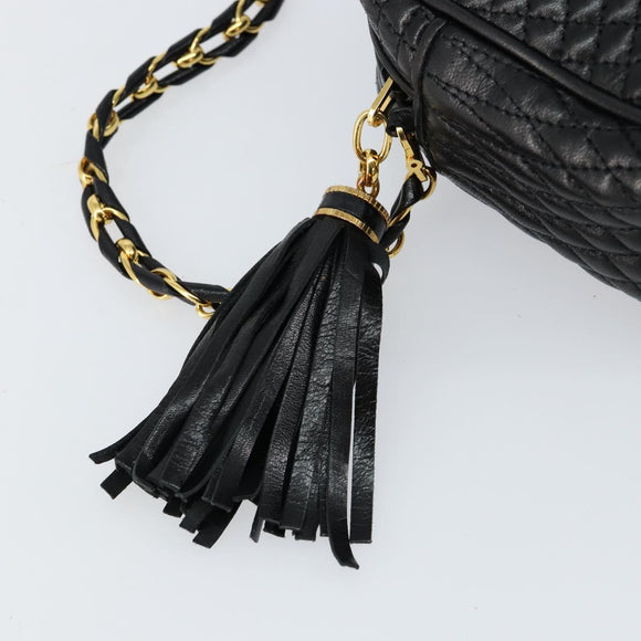 BALLY Chain Shoulder Bag Leather Black Gold Auth BA7021