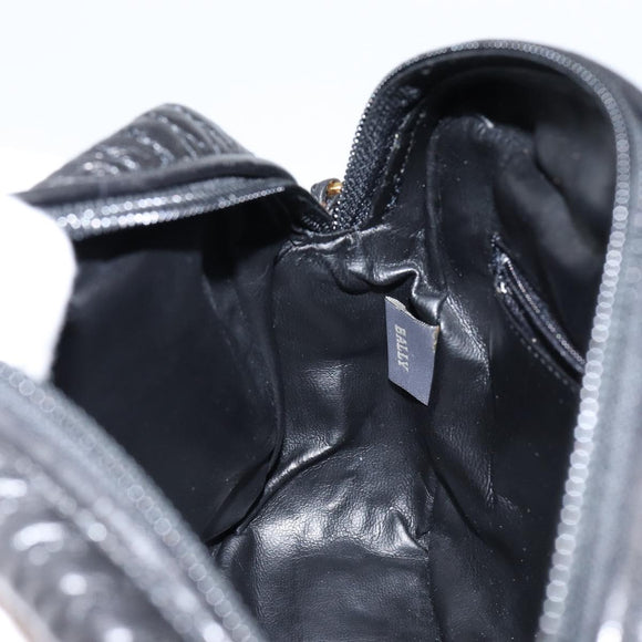 BALLY Chain Shoulder Bag Leather Black Gold Auth BA7021