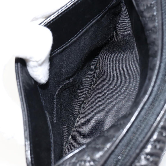 BALLY Chain Shoulder Bag Leather Black Gold Auth BA7021