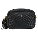 BALLY Chain Shoulder Bag Leather Black Gold Auth BA7021-13