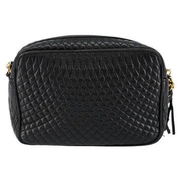 BALLY Chain Shoulder Bag Leather Black Gold Auth BA7021 - 0