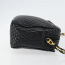 BALLY Chain Shoulder Bag Leather Black Gold Auth BA7021-3