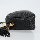 BALLY Chain Shoulder Bag Leather Black Gold Auth BA7021-4