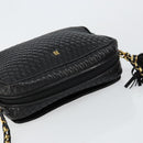 BALLY Chain Shoulder Bag Leather Black Gold Auth BA7021-6