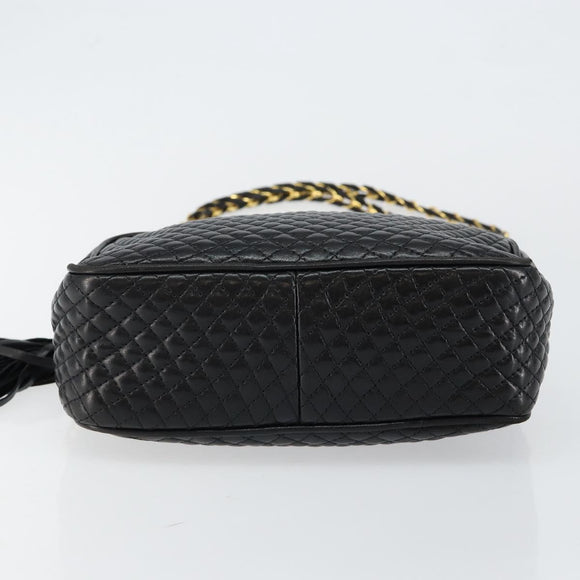 BALLY Chain Shoulder Bag Leather Black Gold Auth BA7021