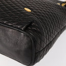 BALLY Chain Tote Bag Leather Black Gold Auth BA7022-14