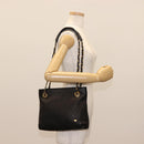 BALLY Chain Tote Bag Leather Black Gold Auth BA7022-21