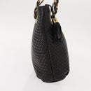 BALLY Chain Tote Bag Leather Black Gold Auth BA7022-4